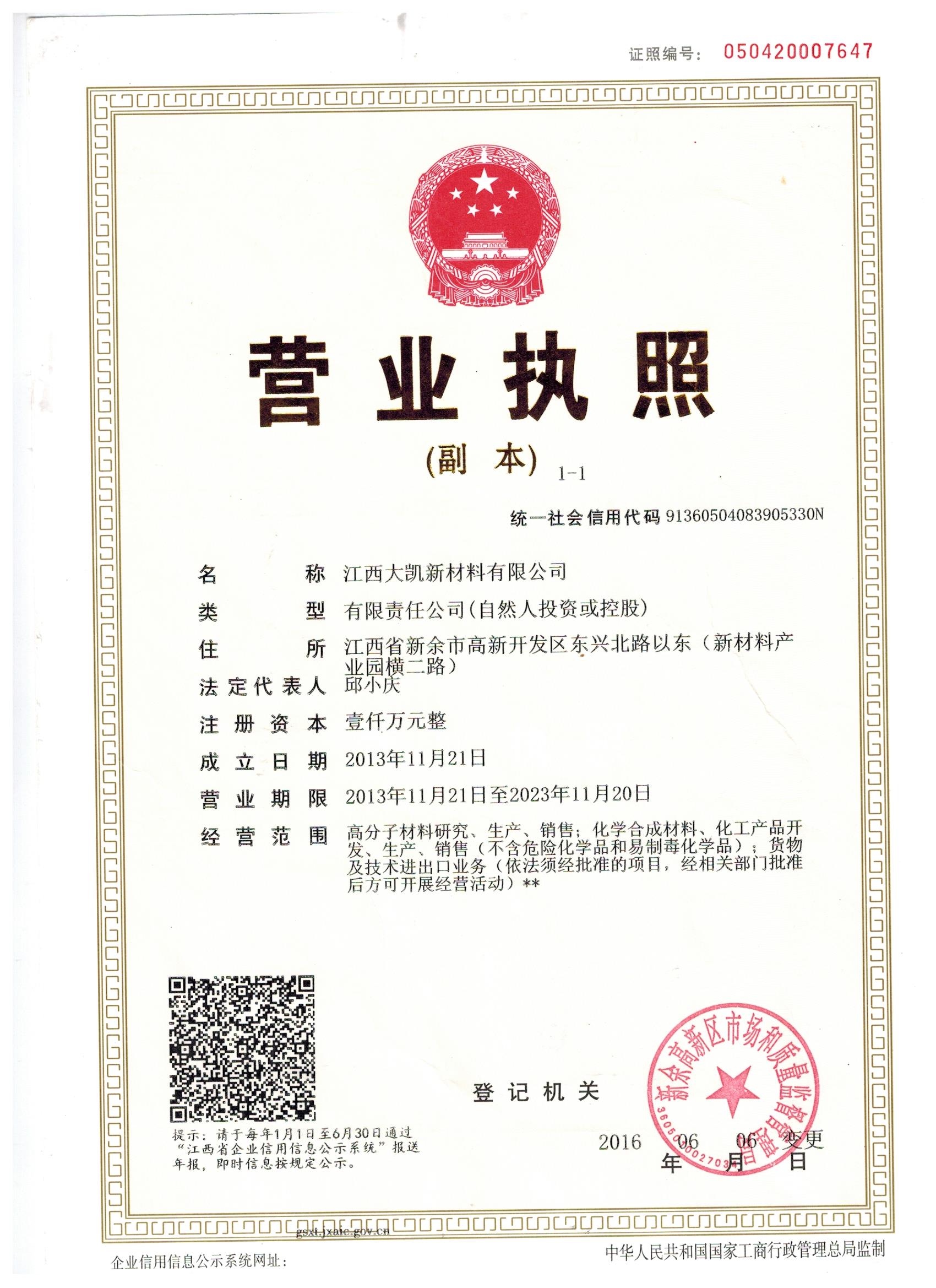 Jiangxi Taikay New Materials Co.,LTD