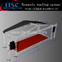Economic rooftop truss system with speaker wings for big events